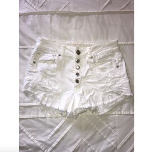 White High Waisted American Eagle Jean Shorts